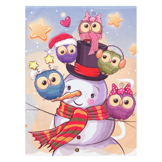 Nappe Snowman & Owls (Devant)