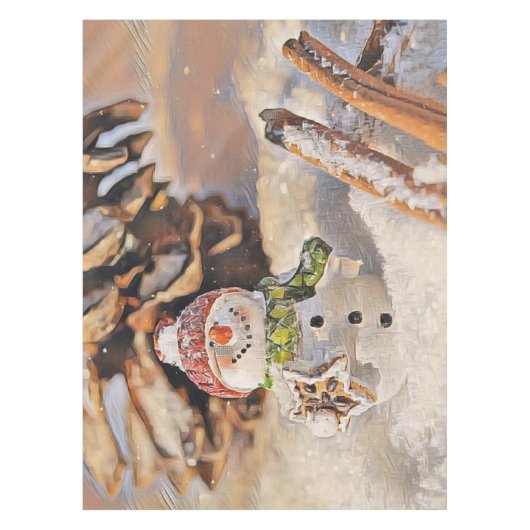 Nappe Snowman vintage dans le dessin de neige (Devant)