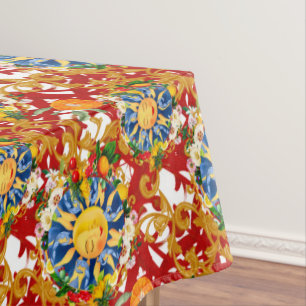 Nappe soleil sicilien, moitié lune, été, majolica, citro