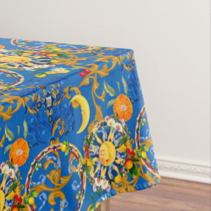 Nappe soleil sicilien, moitié lune, été, majolica, citro