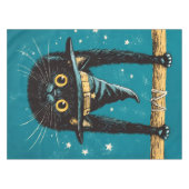 Nappe Sorcière éffrayante de chat noir volant (Devant (Horizontal))