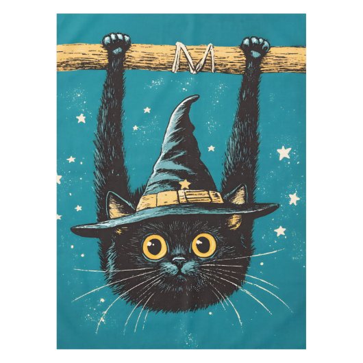 Nappe Sorcière éffrayante de chat noir volant (Devant)