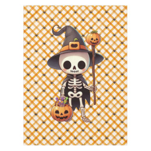Nappe Squelette d'Halloween blanc mignon