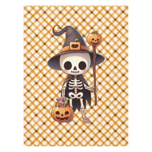 Nappe Squelette d'Halloween blanc mignon (Devant)