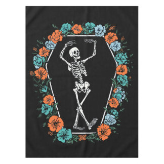 Nappe Squelette gothique dansant Fleur Coffre Halloween