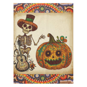 Nappe Squelette vintage/Jour Citrouille des morts