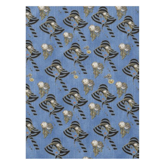 Nappe Steampunk avec Dames Casquettes sur Blue Denim (Devant)