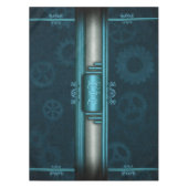 Nappe Steampunk, bleu glacé sur les cogs turquoises, Mon (Devant)