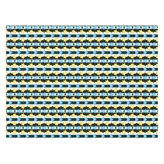 Nappe Striped Blue Yellow Stars Pattern Design  (Devant (Horizontal))