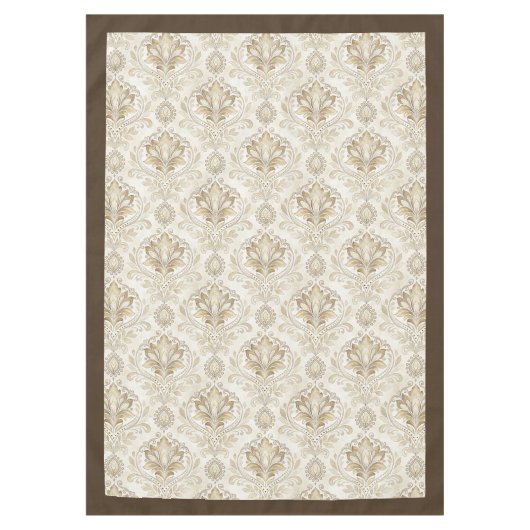 Nappe Style antique ivoire Damask Aquarelle douce Élégan (Devant)
