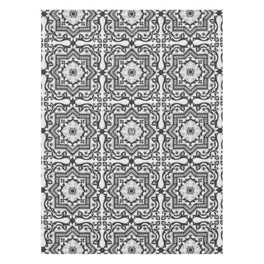 Nappe Style azulejo en céramique noire et blanche (Devant)