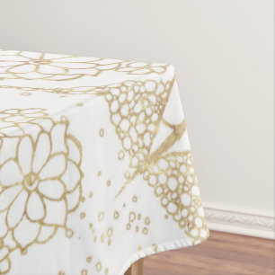 Nappe Style Boho Blanc Or Mandala Floral