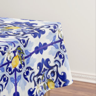 Nappe style italien, carreaux, majolica, citron, impress