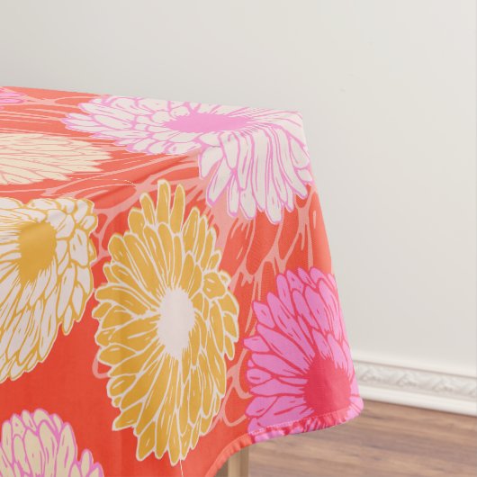 Nappe Style Retro Dahlia motifs floraux rouge rose (In Situ)