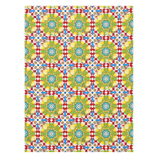 Nappe style sicilien, citrons, majolica (Devant)