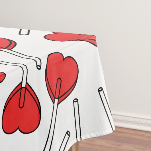 Nappe Sucettes rouges, sucettes en forme de cœur, motif (In Situ)