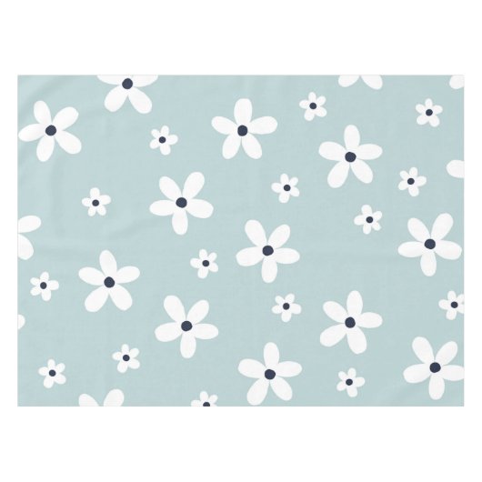 Nappe Summer Boho Blue White Daisy Flowers (Devant (Horizontal))