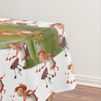 Nappe Sunflower Cooking Love Red Hearts White Tablecloth