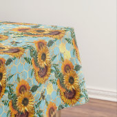 Nappe Sunflower Motif Gold Honeypeb Bees Aqua (In Situ)