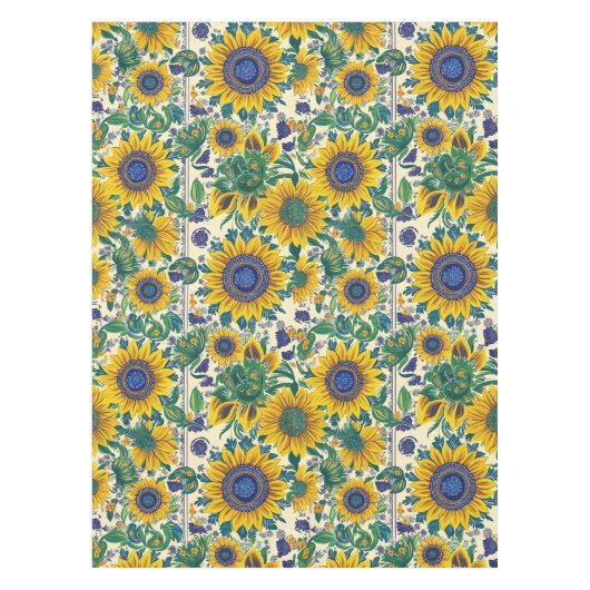 Nappe Sunflowers Ukrainian folk art motifs Tablecloth (Devant)