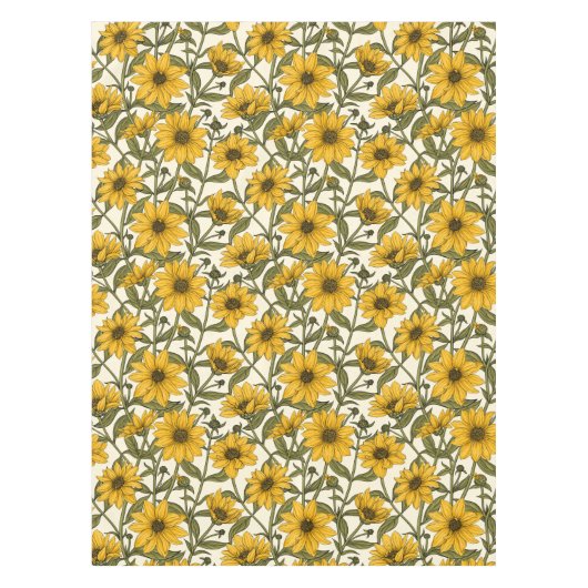 Nappe Sunroot, tournesol sauvage sur blanc (Devant)