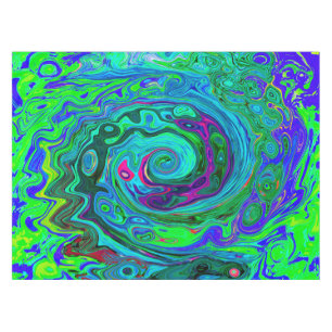 Nappe Super Abstrait Retro Green et Blue Swirl