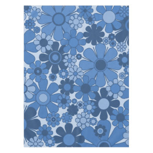 Nappe Super Blue Retro 60s les années 70 modèle floral