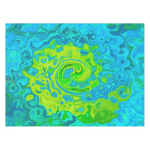Nappe Super Chartreuse et Aquamarine Liquide Swirl