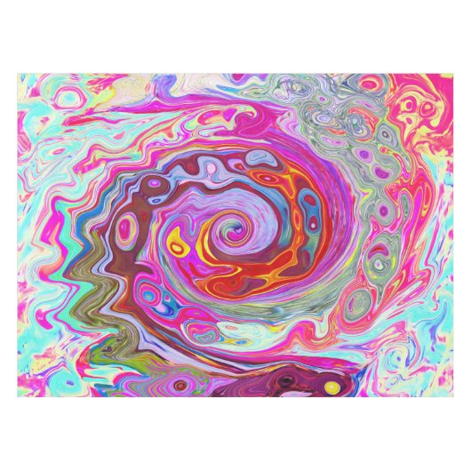 Nappe Super rétro rose chaud et bleu tourbillon Abstrait (Devant (Horizontal))