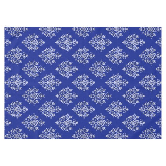 Nappe Superbe et élégant motif Damas sur bleu Cobalt (Devant (Horizontal))