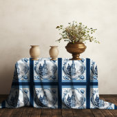 Nappe Superbe palais fleuri chinoiserie toile monogramme