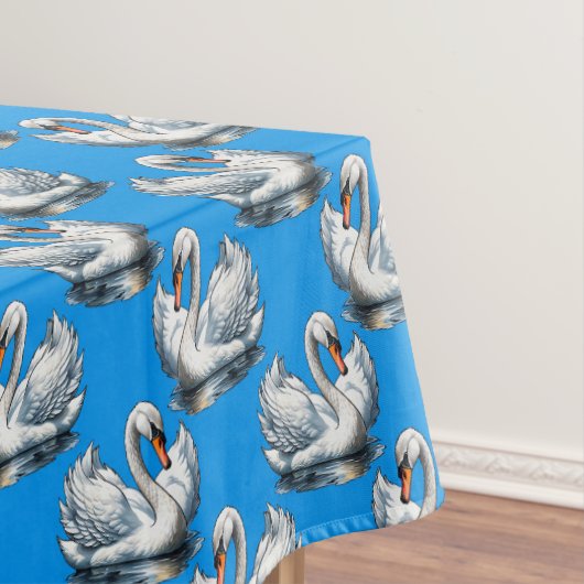 Nappe Swan Birds Pattern Design On Blue (In Situ)