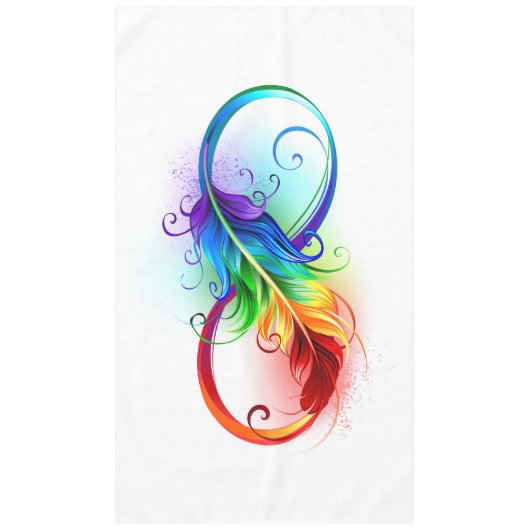 Nappe Symbole d'infini avec plume arc-en-ciel (Devant)