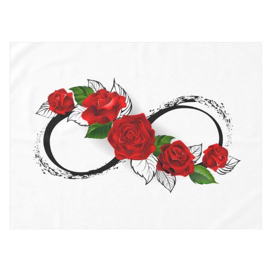 Nappe Symbole d'infini avec roses rouges (Devant (Horizontal))