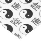 Nappe SYMBOLE YINyang Blanc Motif chinois (Angle)