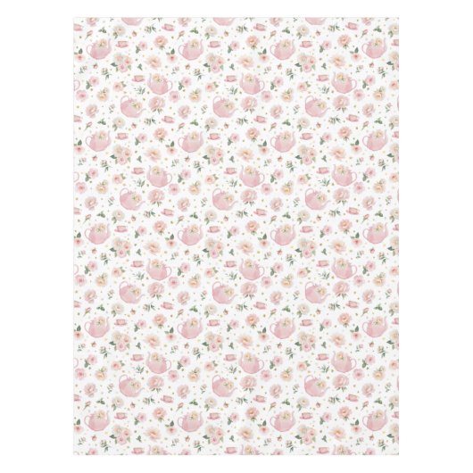Nappe Table Baby shower Tea Party rose (Devant)