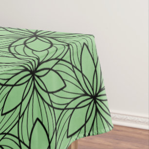 Nappe Table d'art géométrique noire et verteTissu