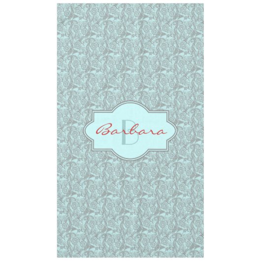 Nappe Tableau Abstrait Monogramme Gris Et Bleu Clair (Devant)