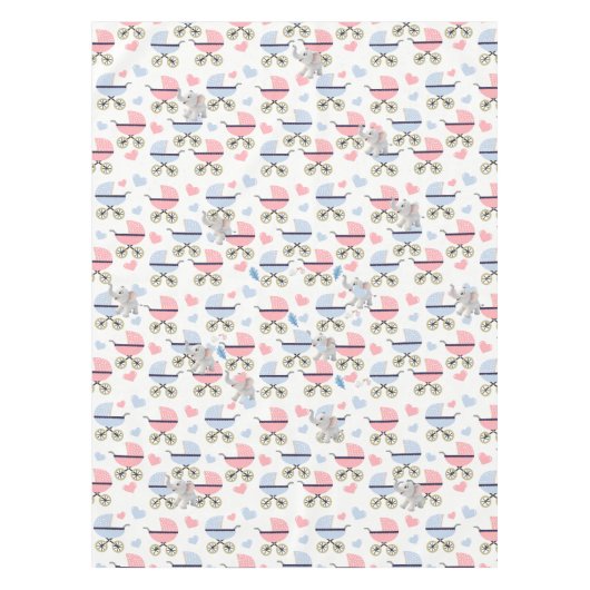 Nappe Tablecloth Baby Stroller Stork Pink Blue Elephant (Devant)