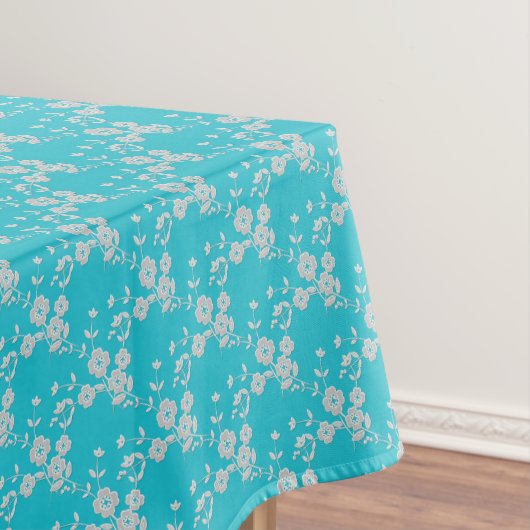 Nappe TABLECLOTH EN COTON FS Style 1-Aqua-Blanc-52x70 (In Situ)