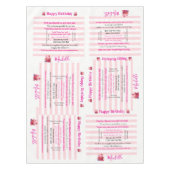 Nappe Tablecloth Pink & White Stripe Happy Birthday  (Devant)