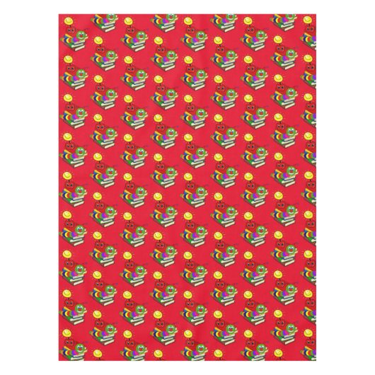 Nappe Tablecloth Red Bookworm Livres Apple (Devant)