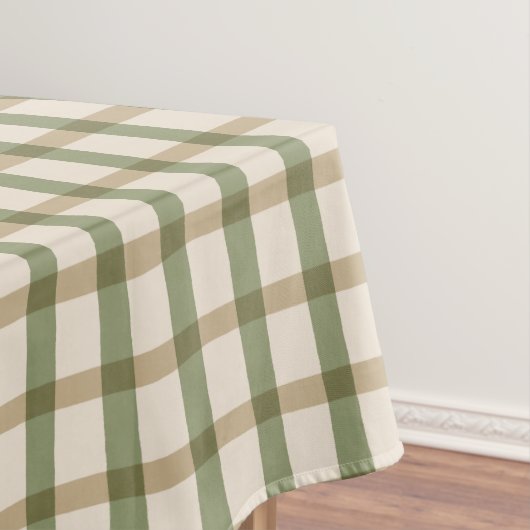 Nappe Tan Buffalo plaid avec du vert et de l'ivoire (In Situ)