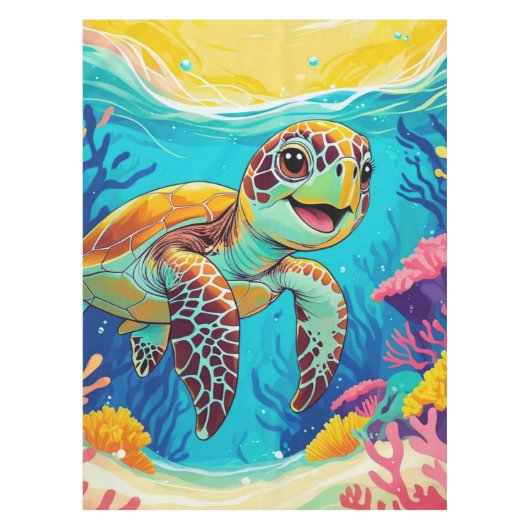Nappe Tapis de table tortue Boho australien | Ensoleillé (Devant)