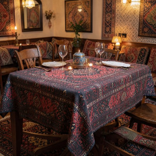 Nappe Tapis persan dans un champ teinté de rose
