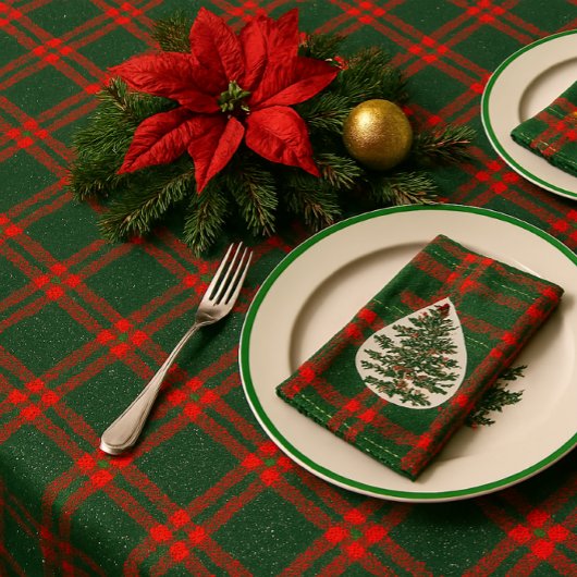 Nappe Tartan de Noël vert rouge étincelant