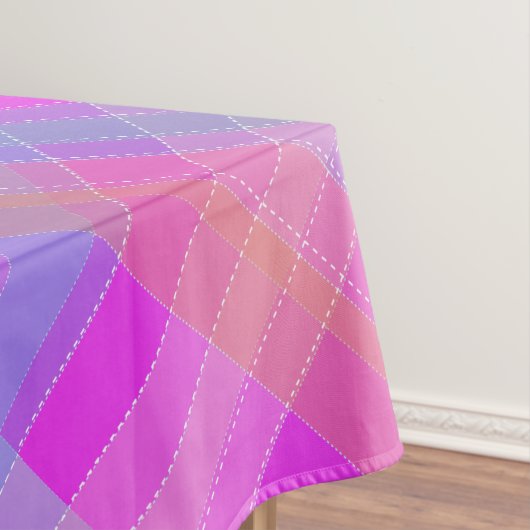 Nappe tartan diagonale plaid en rose choquant (In Situ)