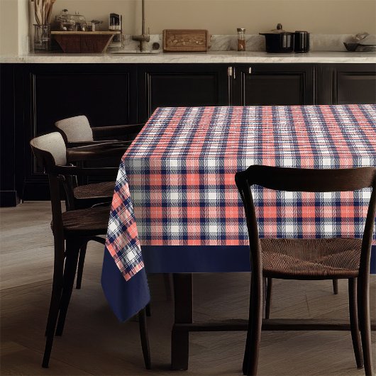 Nappe Tartan moderne Marine corallienne pour maiso