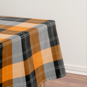 Nappe Tartan noir, orange / tissu de table motif plaid