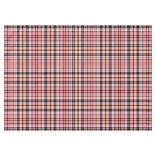 Nappe Tartan Plaid en rose, Pêche, Noir (Devant (Horizontal))